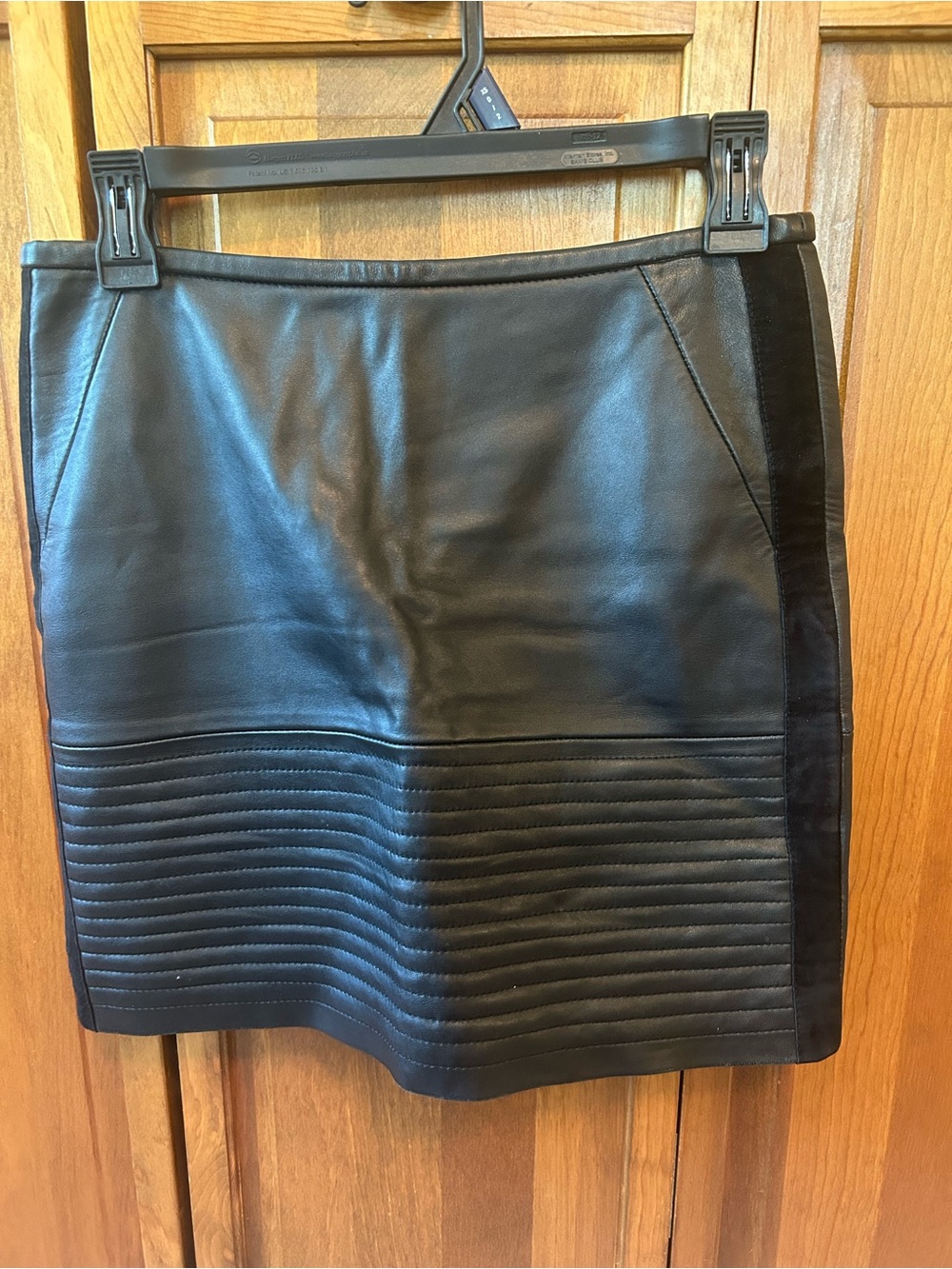 Sandro Black Quilted Hem Faux Leather Mini Skirt